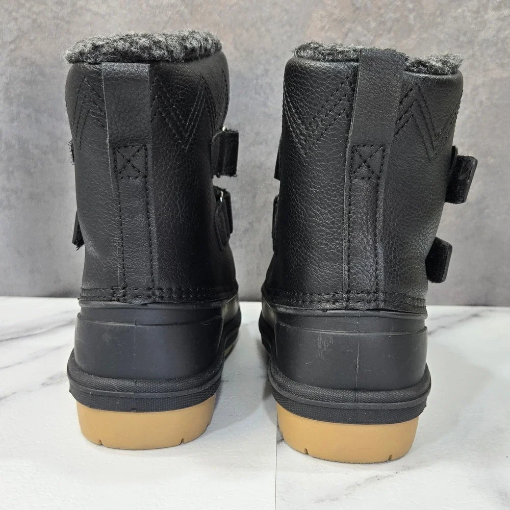 Cat & Jack Toddler 9 Black Faux Fur Lined Winter Duck Boots Waterproof Snow Boot